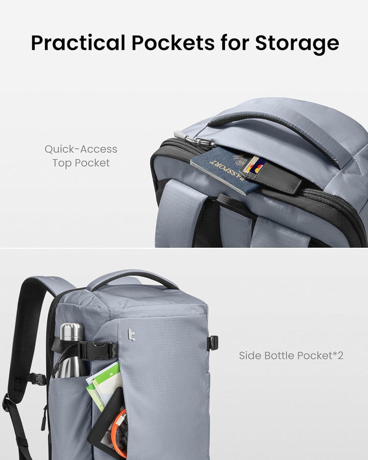 tomtoc Mochila de viaje, mochila de equipaje de mano aprobada por l...