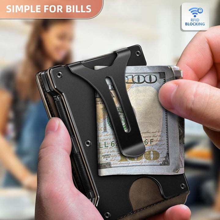 KEMISANT Billetera para hombre - Cartera delgada con clip para dine...