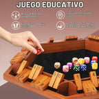 Juego de mesa de dados "Shut The Box" para 1-6 jugadores, juego de mesa de madera con 16 dados e instrucciones, juego de mesa clásico "Close The Box" para adultos, niños, familia, aula, hogar