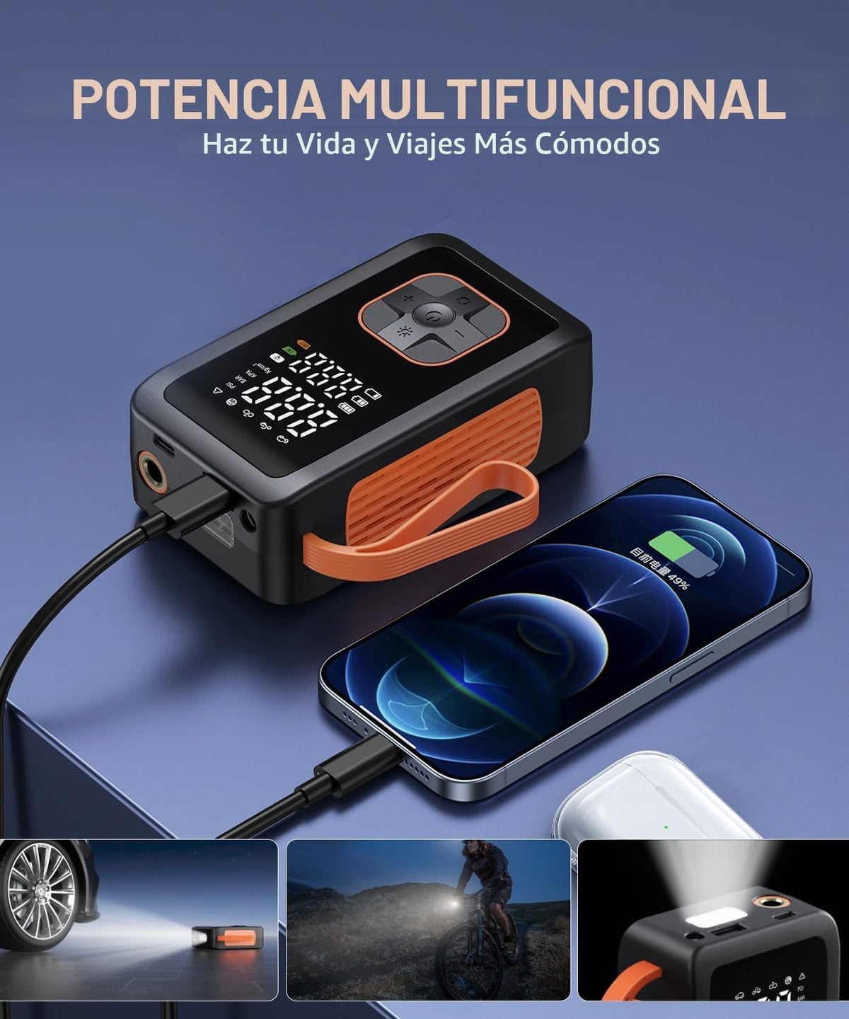 Hafuloky Inflador de neumáticos, compresor de aire portátil, bomba...