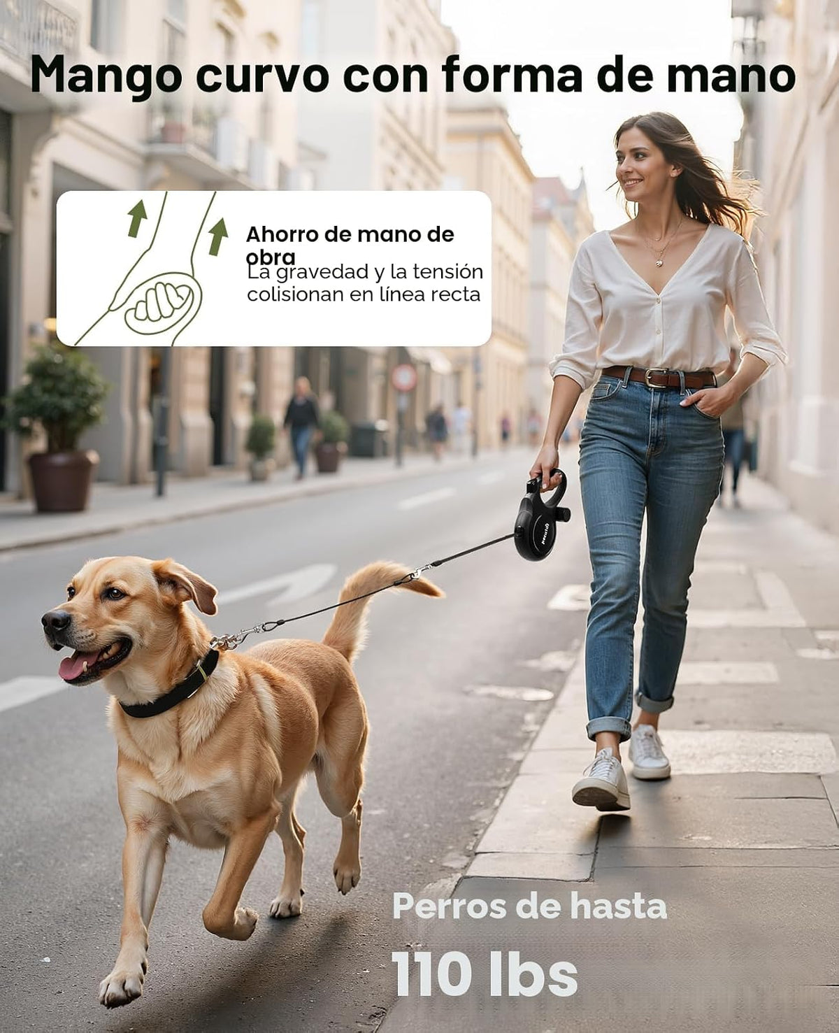 Pecute Correa retráctil para perro de 26 pies con extensor a prueba de