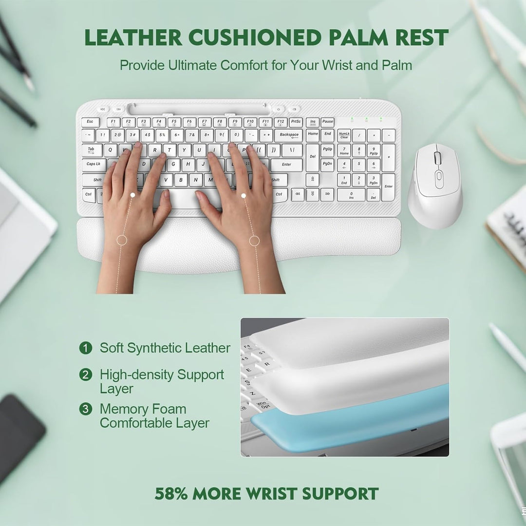 Combinación de teclado y mouse inalámbricos, teclado ergonómico de...