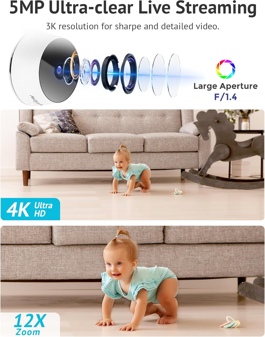 LaView Cámaras 3K de 5MP para Seguridad del Hogar en Interiores, Cá...