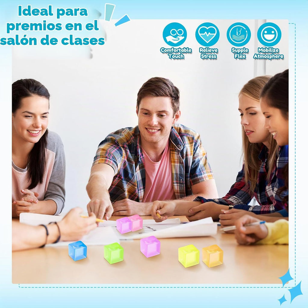 Simgoing 96 Pcs Ice Cube Balls Bulk, Square Fidget Toys, 6 Colors