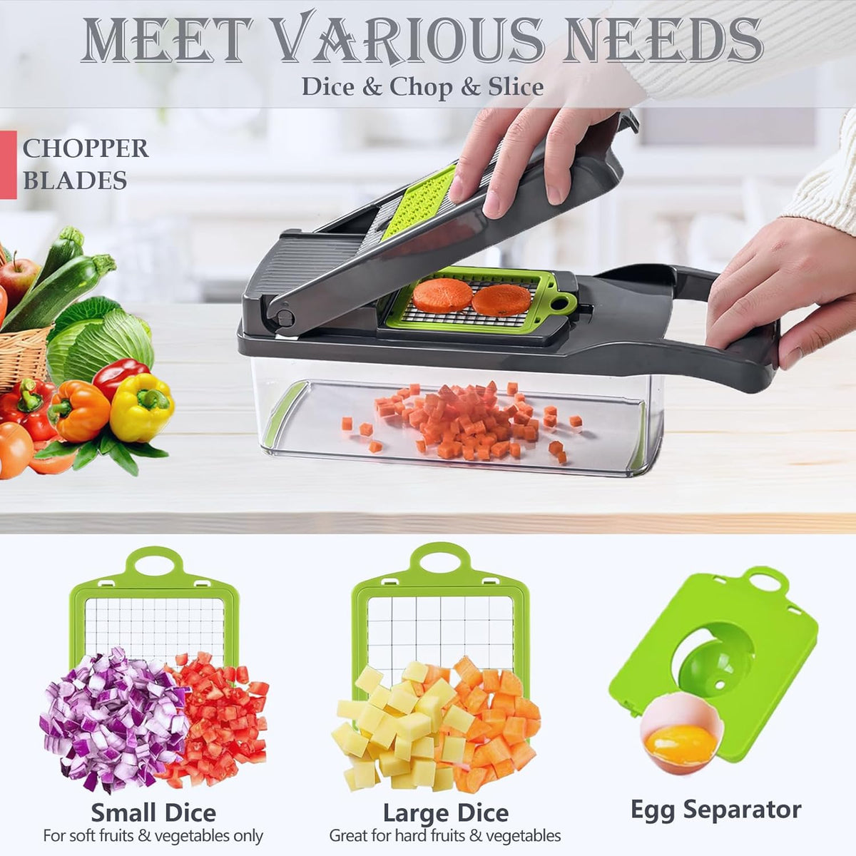 Picador de verduras, picador de cebolla, picador de alimentos multifuncional 13 en 1, cortador de verduras de cocina, picador de verduras