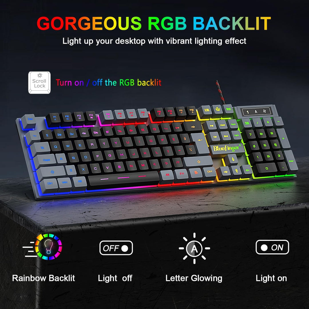 BlueFinger - Combo de teclado y ratón para juegos RGB con retroilum...
