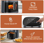 Sweetcrispy Freidora de aire de 6 cuartos con ventana, horno de freidora de aire cuadrado 12 en 1 para la familia, tecnología rápida de aire crujiente de 400 °F, deshidratación, cesta antiadherente y