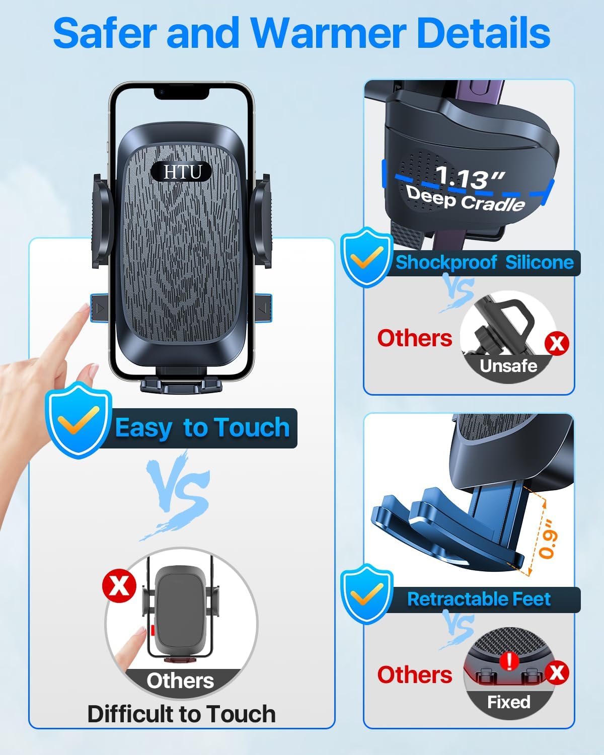 Soporte de teléfono para automóvil【2026 mejorado 100+lbs de succión y seguridad cert】 Soporte de teléfono celular para camión Soporte de teléfono resistente para tablero, parabrisas/ventilación para iPhone 17 16 Pro Max, negro azabache