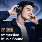 Hybird Auriculares inalámbricos Bluetooth 6.4 con cancelación activa de ruido, 140 horas de reproducción, ANC y pantalla de batería, auriculares con micrófono ENC de alta resolución