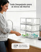 Vtopmart 4 Pack Small Clear Stackable Storage Drawers, Fits Narrow Spaces