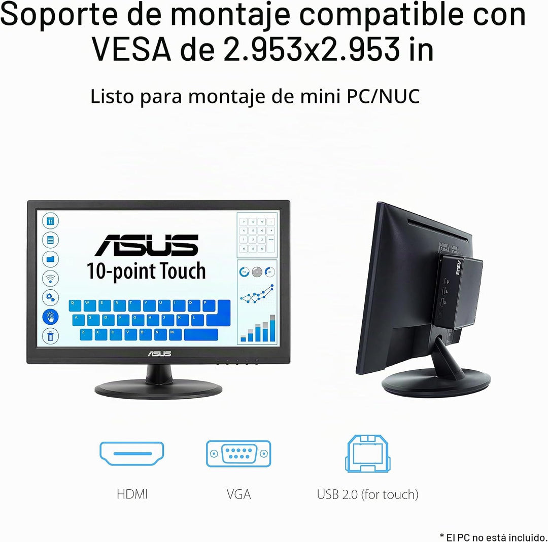 ASUS Monitor táctil 1080P de 15.6 pulgadas (VT169HE) - Full HD, pan...