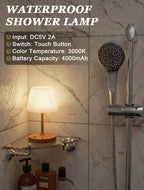 Lámpara Kakanuo - Lámpara de ducha IP54, impermeable, pequeña lámpara de mesa