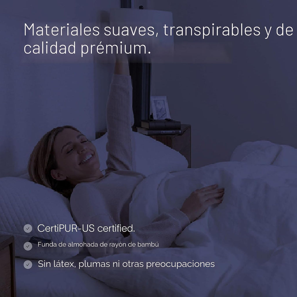 Almohada DreamyBlue Moon King, espuma viscoelástica triturada ajustable