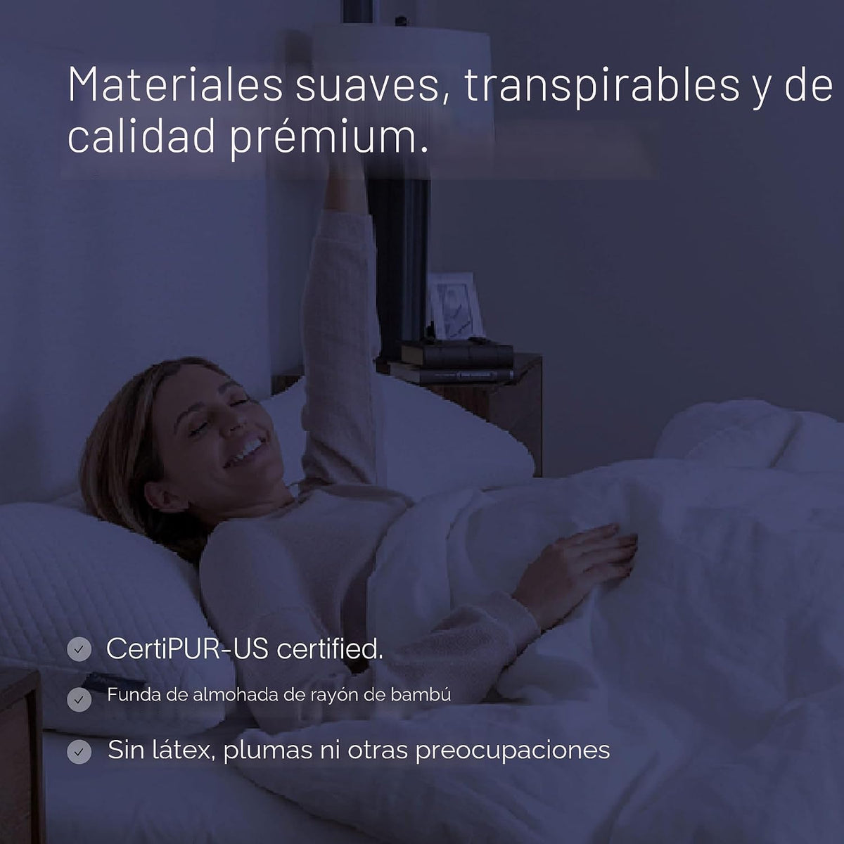 Almohada DreamyBlue Moon King, espuma viscoelástica triturada ajustable