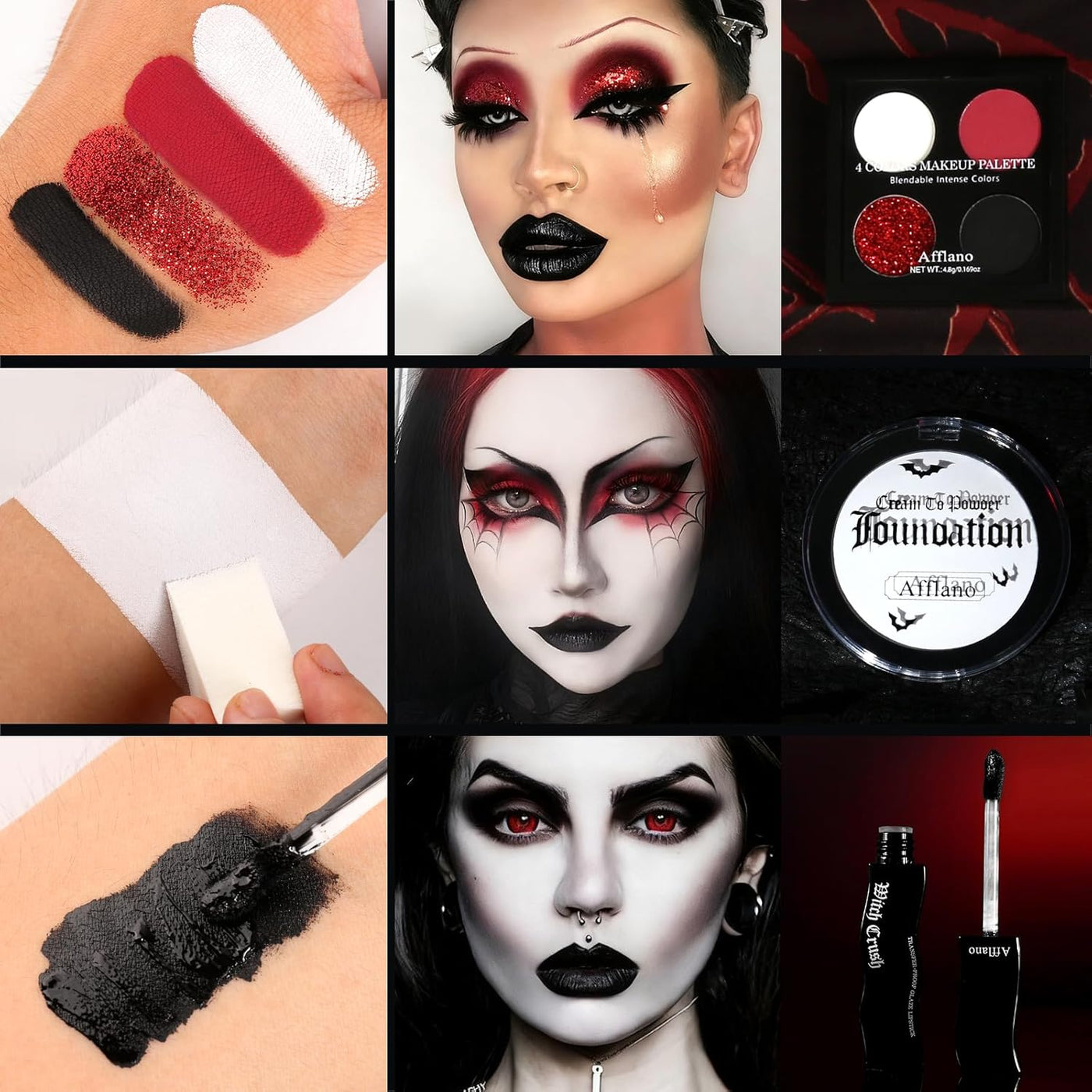 Afflano Kit de maquillaje gótico disfraz de Halloween, SFX payaso g...