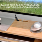 Soporte elevador de bambú para monitor con cajón