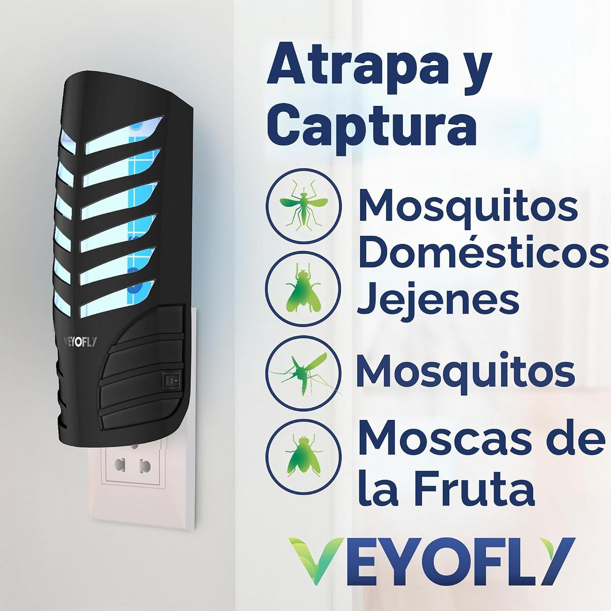 VEYOFLY Trampas para moscas de frutas para interiores enchufables UV