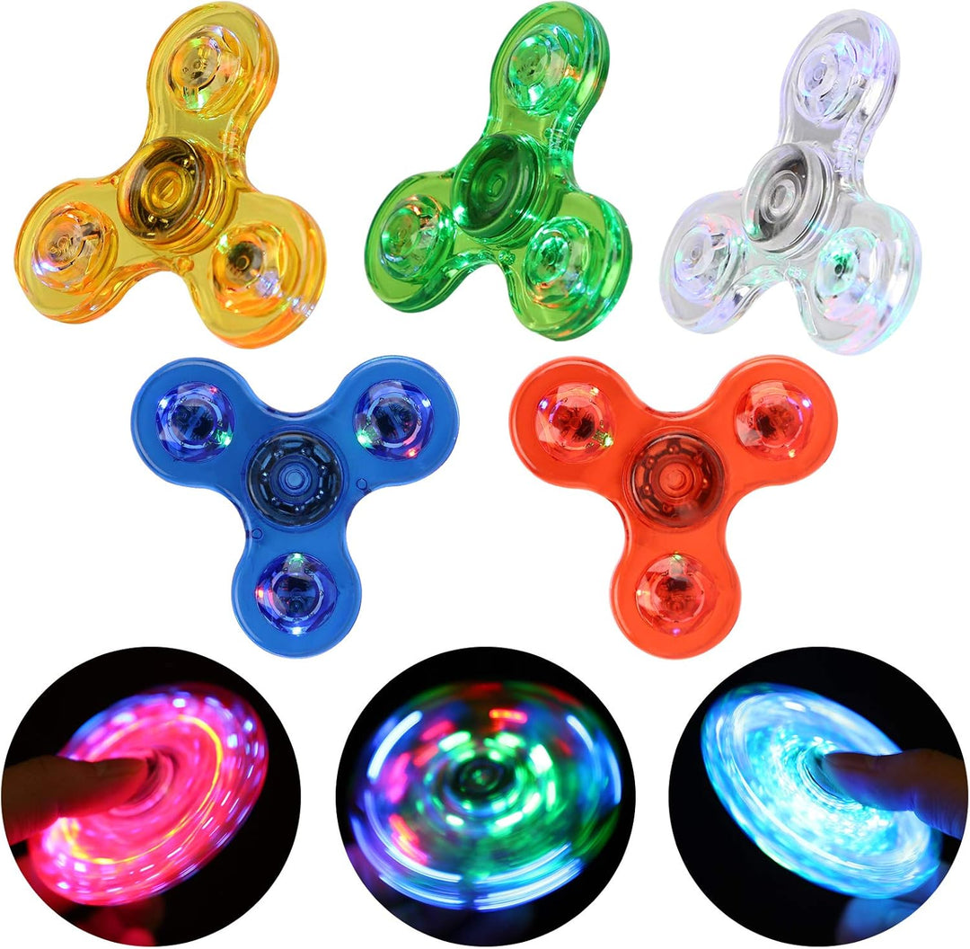 SCIONE Paquete de 5 juguetes giratorios con luz LED