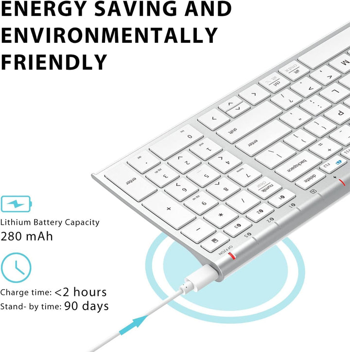 iClever BK10 Teclado Bluetooth, Teclado Inalámbrico Bluetooth 5.1 U...
