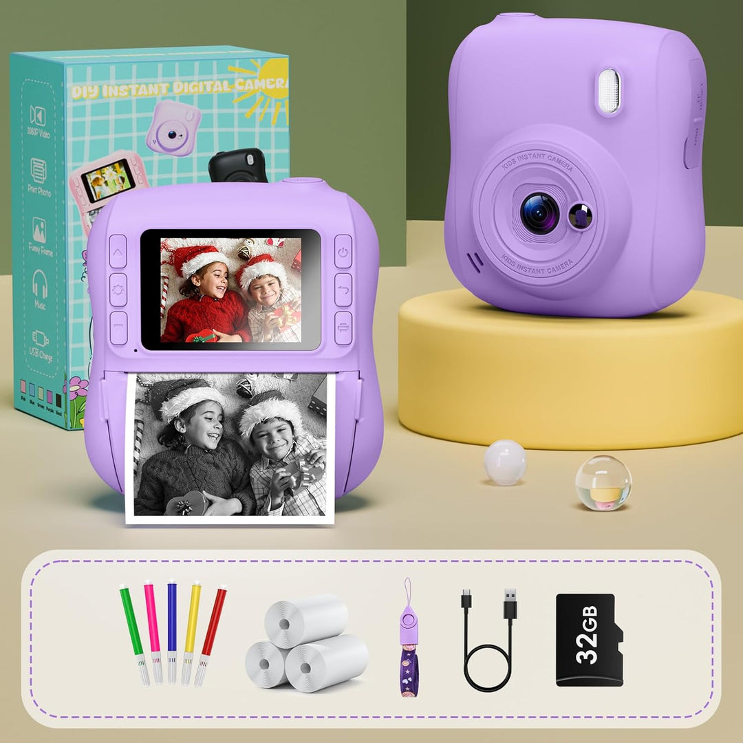 Cámara de impresión instantánea para niños, regalos de Navidad y cu...
