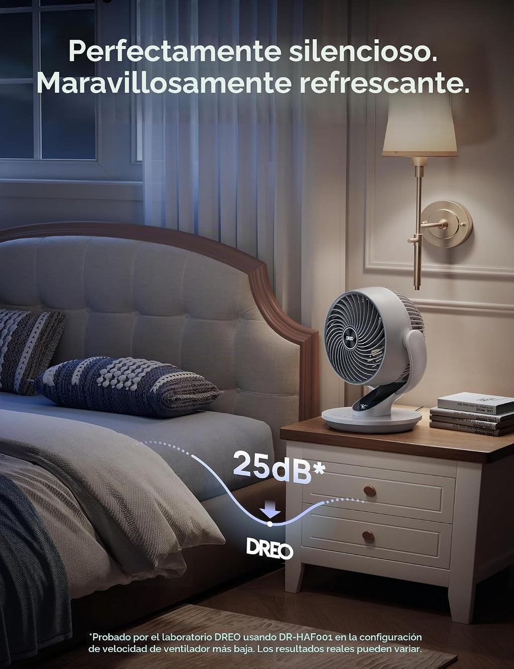 DREO Ventilador oscilante para dormitorio, ventiladores de mesa sil...