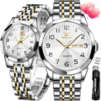 OLEVS Relojes de Pareja de San Valentín - Lujo, Moda para Hombre y Mujer, Juego de Relojes