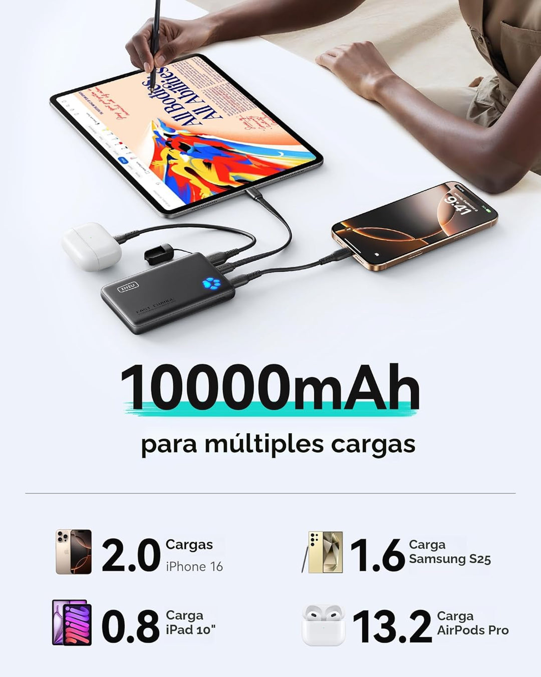 INIU Cargador portátil, Batería externa ultra delgada de 10000 mAh...
