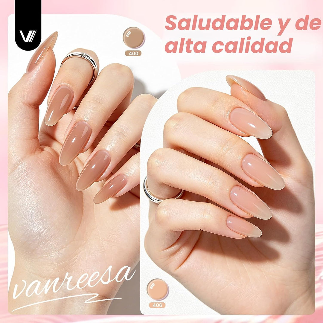 VANREESA Juego de 24 esmaltes de uñas de gel de gelatina, suave, nu...