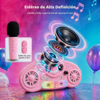 Máquina de karaoke con soporte para niños, 2 micrófonos inalámbricos