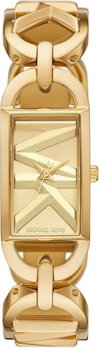 Michael Kors MK Empire - Reloj rectangular de acero inoxidable con correa de acero o cuero para mujer