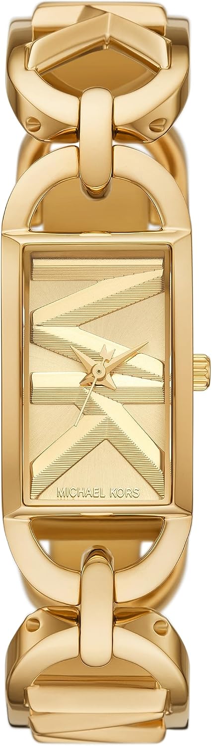 Michael Kors MK Empire - Reloj rectangular de acero inoxidable con correa de acero o cuero para mujer