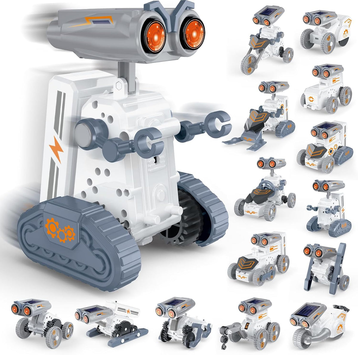 STEM - Kit de construcción de robot solar, 14 en 1, juguetes de construcción educativa para niños de 8 a 12 años, kits educativos de ciencia de dos modos personalizados, regalos de cumpleaños para niños y niñas de 8, 9, 10, 11, 12, 13 años