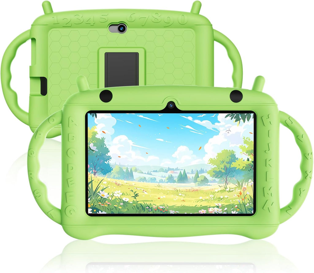 Tableta para niños de 7 pulgadas para niños de 3 a 7 años, tableta Android 12 de 2 GB de RAM+32 GB de ROM, aprendizaje educativo de control parental, Netflix, regalo para niños y niñas (verde)