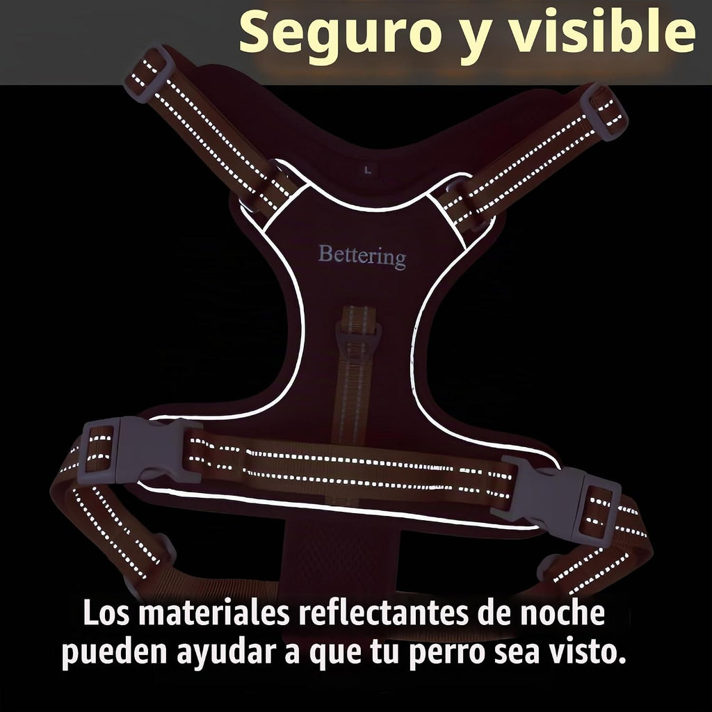 Arnés reflectante sin tirones para perro, 2 anillos en D a