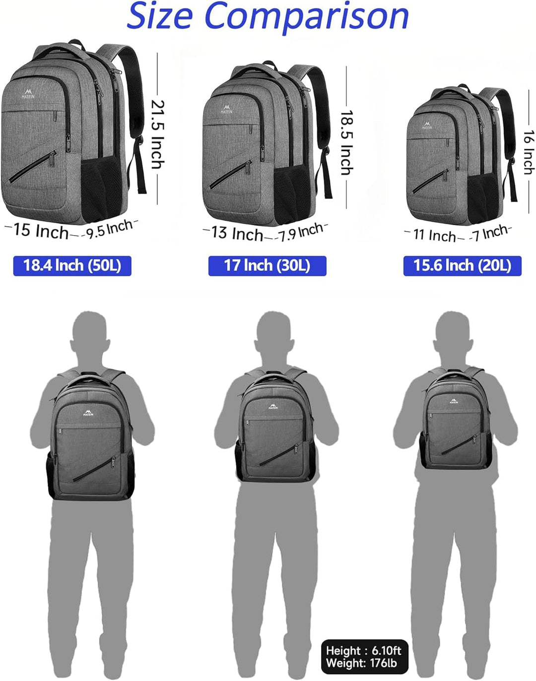 MATEIN Mochila para Laptop Extragrande de 18 Pulgadas, Mochila de V...