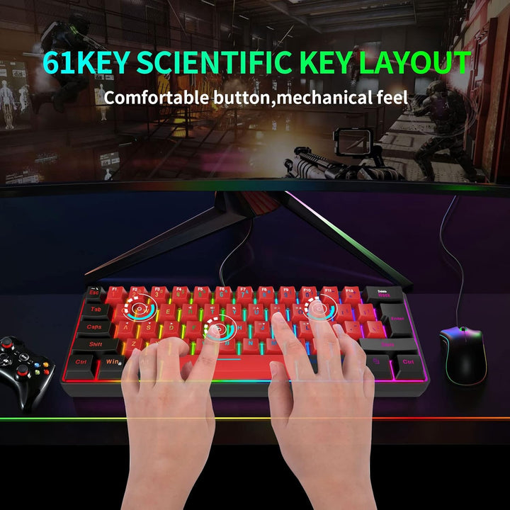 Snpurdiri - Teclado RGB de 60 % con cable, pequeño, compacto, resis...