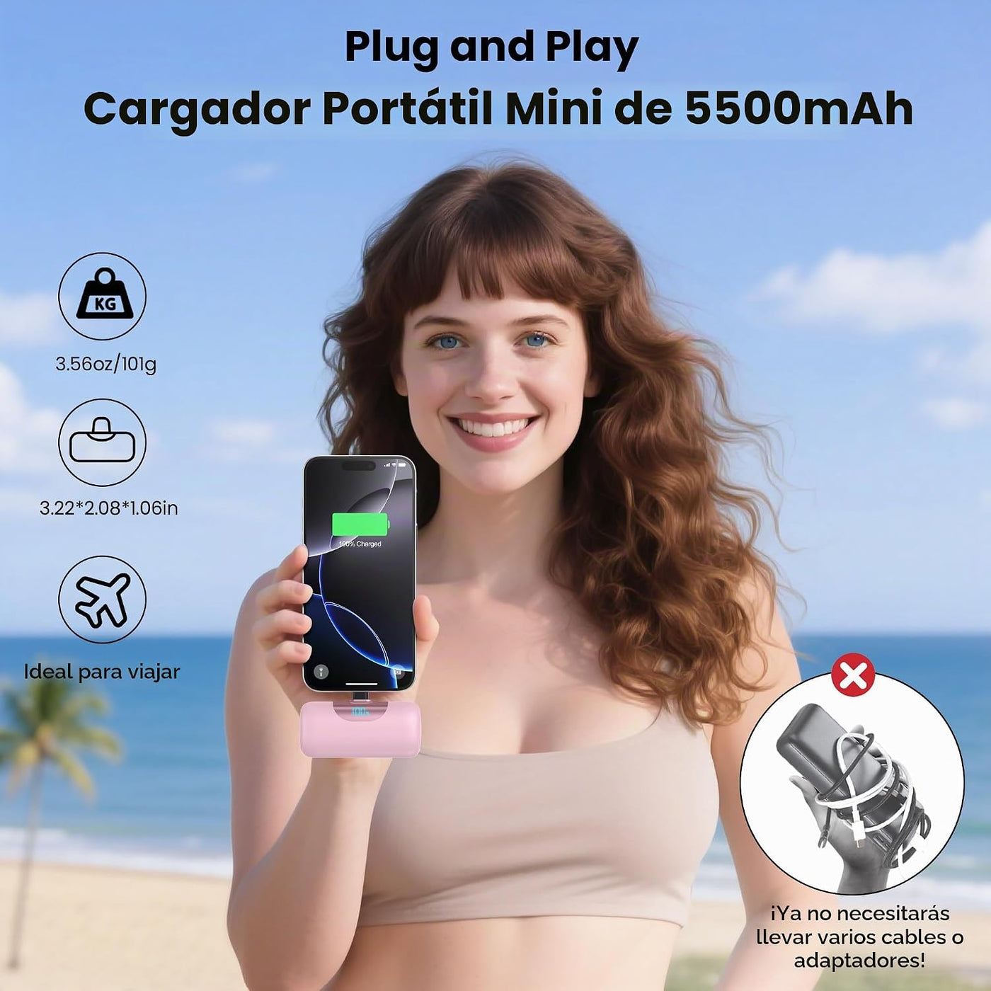 [Paquete de 2] Mini cargador portátil para iPhone 17, pantalla LCD...