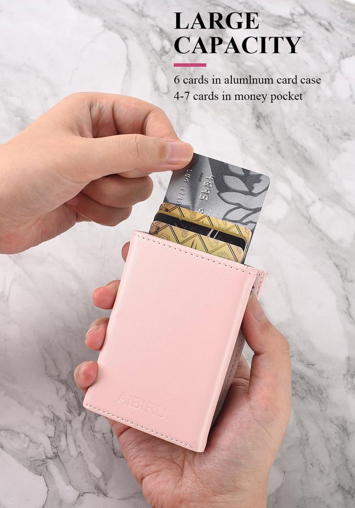 AIBIRUI Cartera pequeña para hombre, funda para tarjetas desplegabl...
