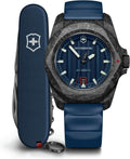 Victorinox I.N.O.X. Juego de reloj automático con correa de goma azul con esfera azul 1.614 in - 242022.1