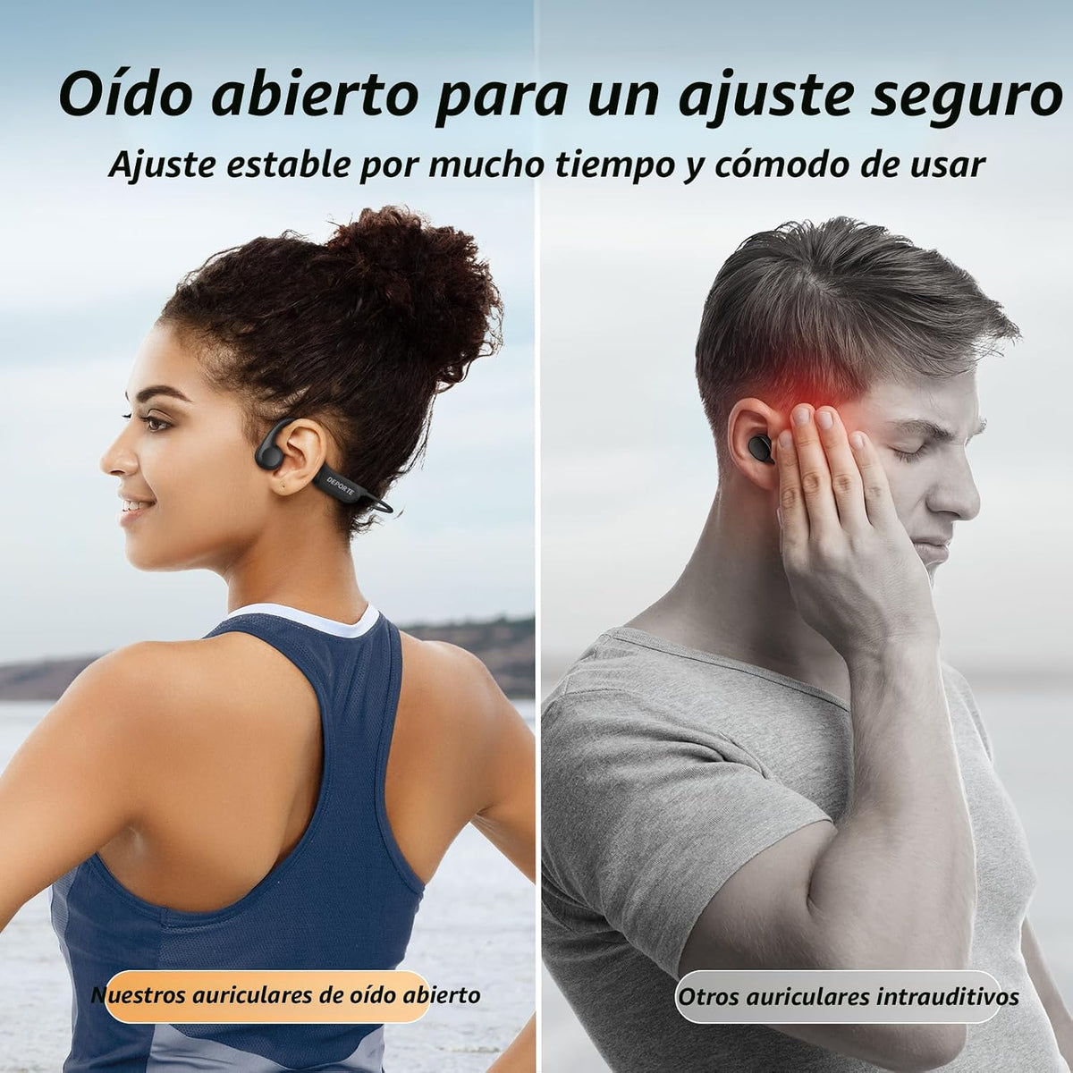 CXK Auriculares de conducción ósea, auriculares de oreja abierta actualizados 2026 con micrófono, IPX7 impermeable, audio equilibrado, tiempo de reproducción de 10 horas