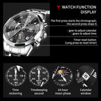OLEVS Reloj para hombres, cuarzo, acero inoxidable, vestir, impermeable, luminoso
