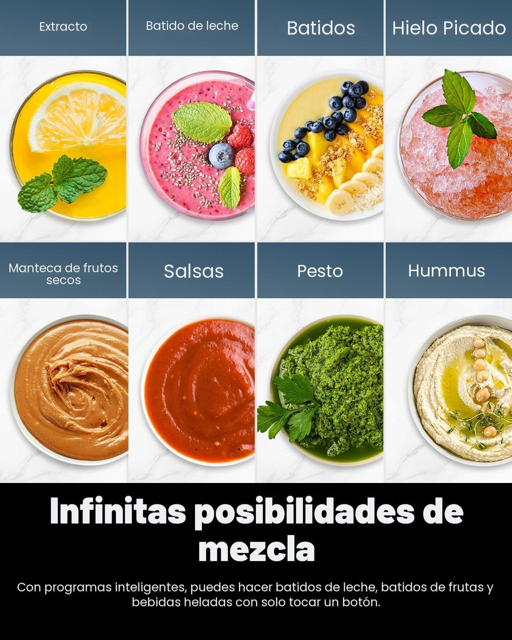 Licuadora GDOR Smoothie para cocina, 1200W Licuadora de vidrio con 5 programas inteligentes