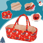BABESIDE Juego de 8 piezas de ropa de muñeca de bebé Reborn de Navidad con moisés para muñecas de 17 a 22 pulgadas, accesorios de Navidad con manta de calcetín de Navidad, regalo ideal para niños a partir de 3 años