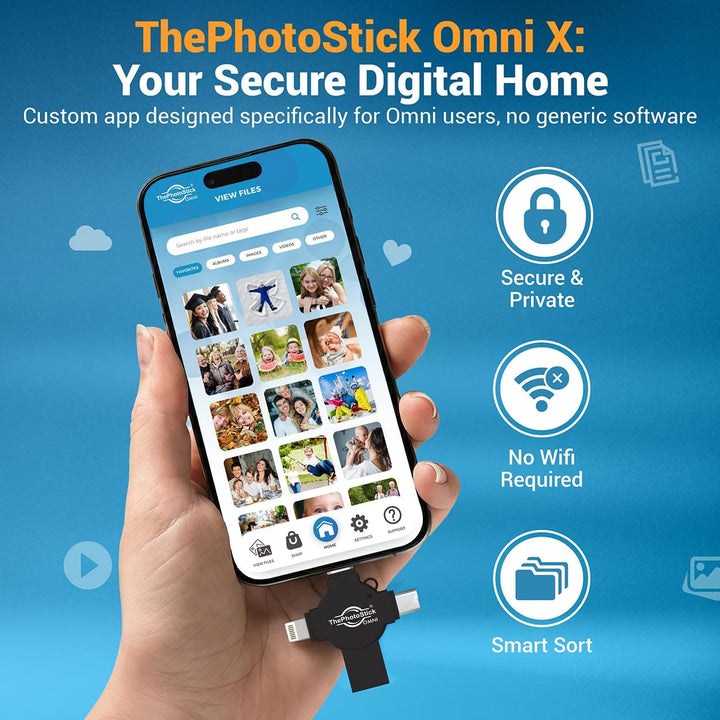 ThePhotoStick® Omni X - 128GB - Copia de seguridad segura de fotos...
