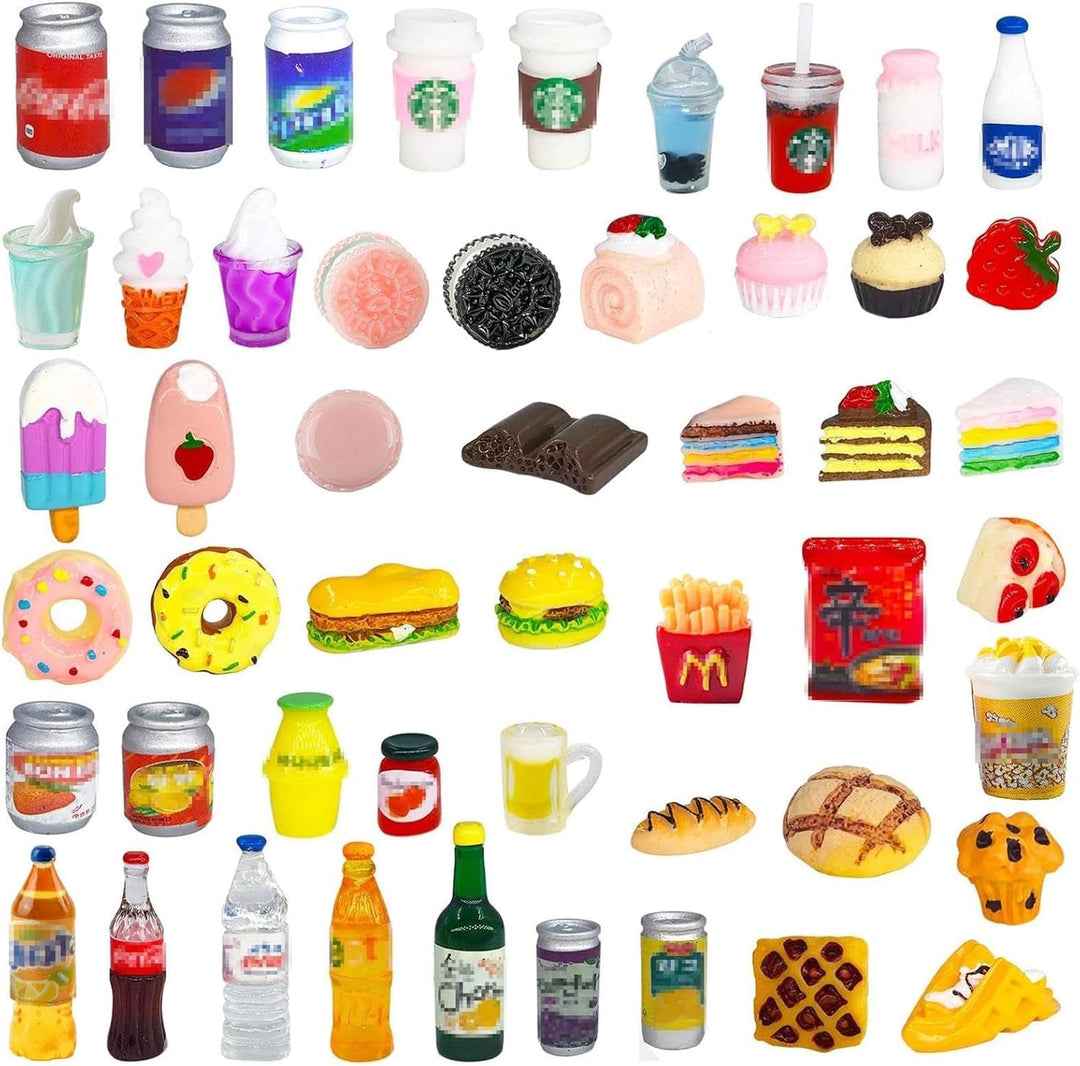 50 piezas de botellas en miniatura de comida y bebida