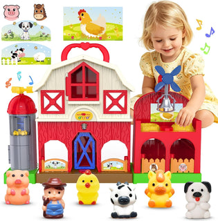 Juego musical de animales de granja rojos para niños pequeños de 1...
