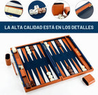 Juegos de backgammon premium para adultos, juegos de mesa de backgammon grandes de 17.5 pulgadas, juego de backgammon portátil de cuero sintético para viajes, regalos clásicos de juego de estrategia