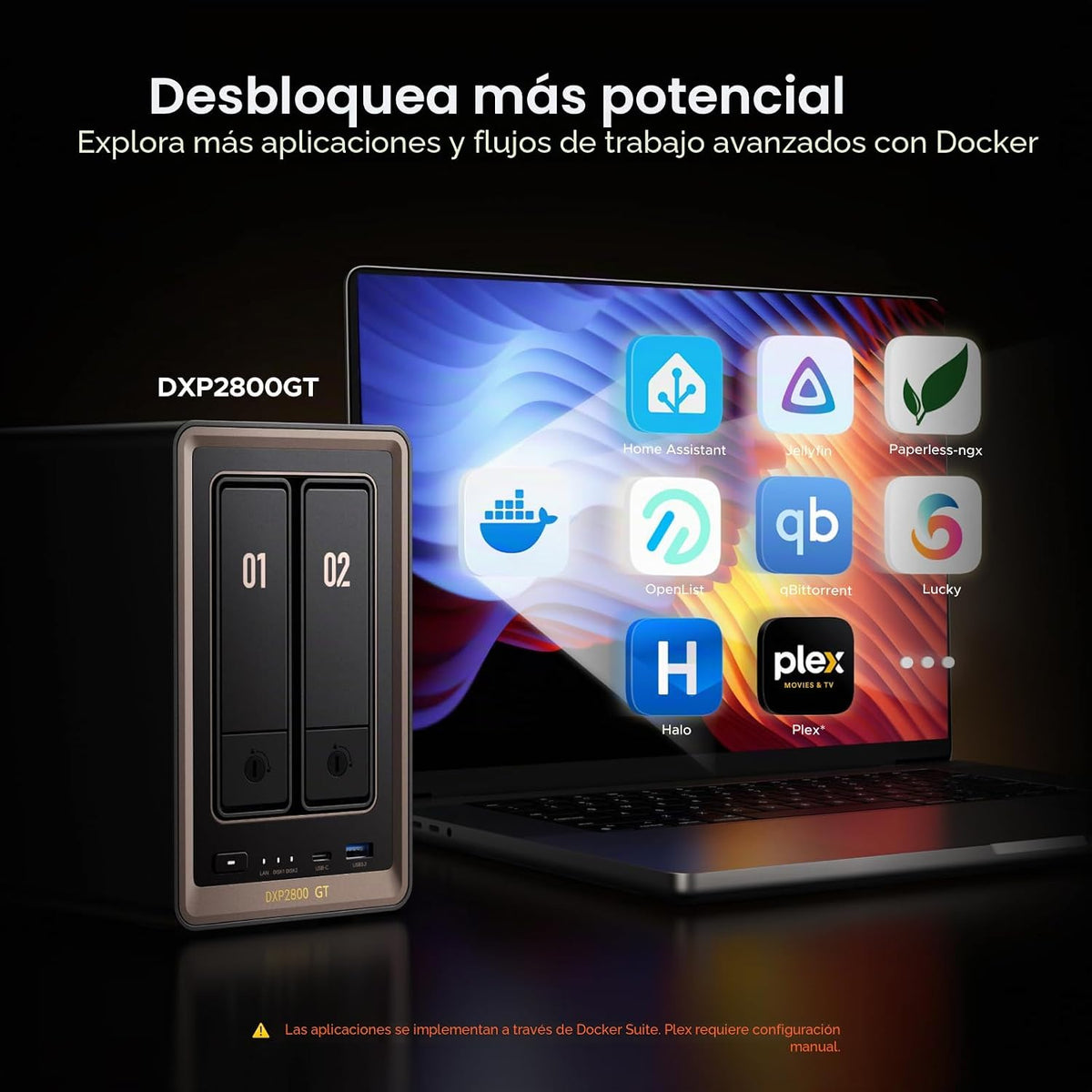 UGREEN NAS DXP2800 GT Almacenamiento de red de escritorio de 2 bahí...