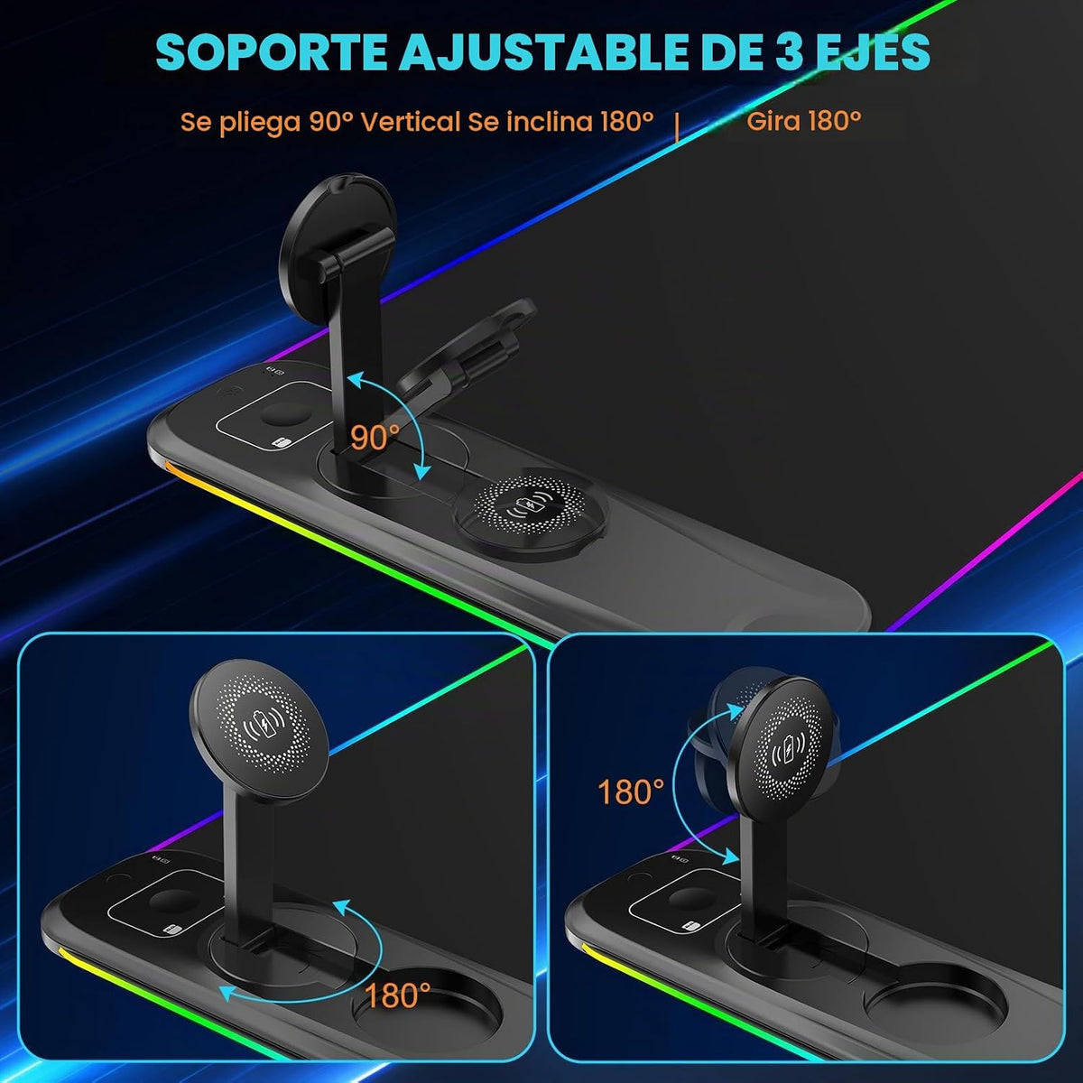 TARKARI Alfombrilla de ratón para juegos con carga inalámbrica Soporte