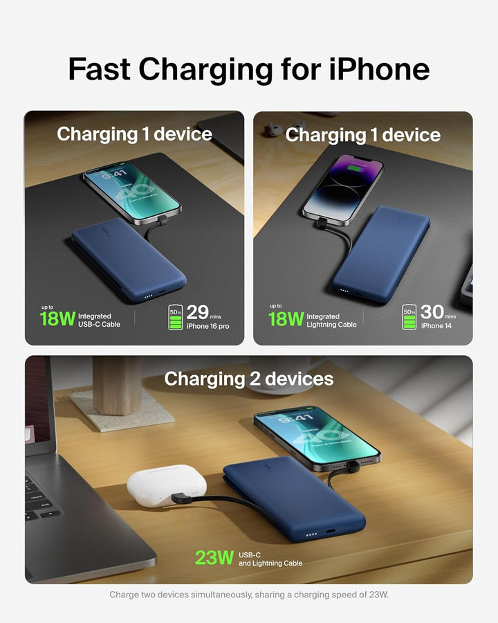 Belkin Cargador portátil para iPhone\/Android (10,000 mAh), batería...